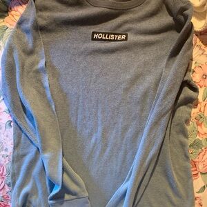 Hollister Women’s Slate Blue Waffle Ling Sleeve Knit Top Size Large
